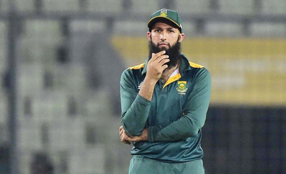 South African captain Hashim Amla reacts during the second One Day International match between Bangladesh and South Africa at the Sher-e-Bangla National Cricket Stadium in Mirpur on Sunday.