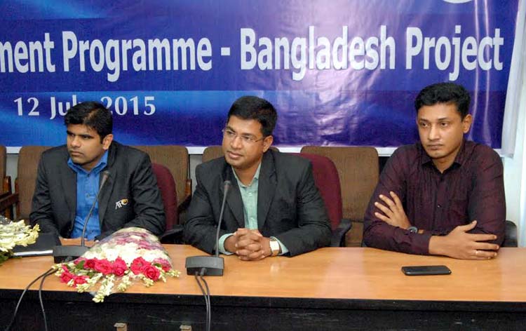 General Secretary of Bangladesh Football Federation (BFF) Md Abu Nayeem Shohag addressing a press conference at the conference room of BFF on Sunday.