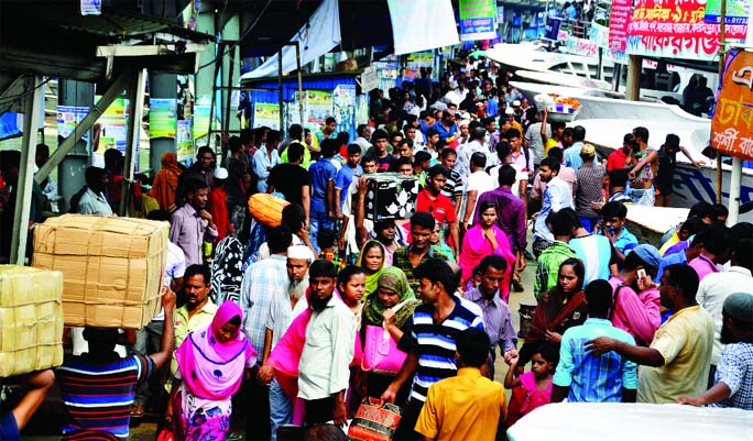 Mad rush of home bound passengers at Sadarghat Launch Terminal on Tuesday to celebrate Eid festival with their dear and near ones.