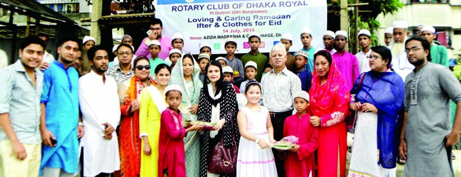 Rotary Club of Dhaka Royal distributed Iftar & Eid clothes among destitute of Badda area, Dhaka on Tuesday. Former Governor of Rotary International Ghulam Mostafa, among others, were present.