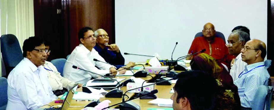 Finance Minister Abul Maal Abdul Muhith presiding over a meeting on refinancing of Bangladesh House Building Finance Corporation at Bank & Financial Institution Auditorium in the city recently. Chairman to the Board of Directors Sheikh Aminuddin Ahmed, Ma