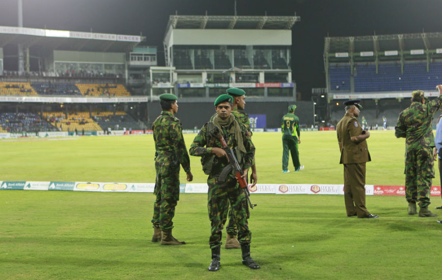 Security forces were on high alert as the match was temporarily stopped during 3rd ODI between Sri Lanka and Pakistan at Colombo on Sunday.