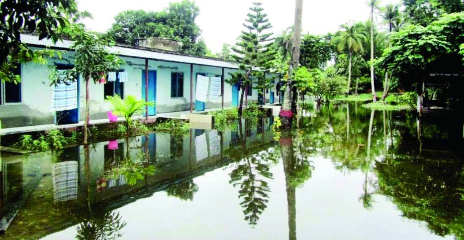 KUAKATA (Patuakhali): Most of the areas of Kuakata poura areas have been submerged by rain water due to lack of proper drainage system. This picture was taken from Cottage Sweet Home area near Zero point on Tuesday.