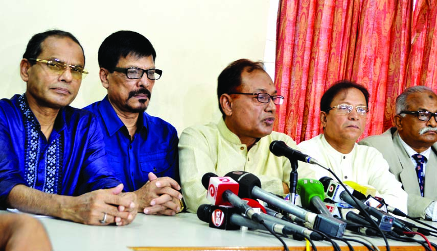 International Affairs Secretary of BNP Asaduzzaman Ripon speaking at a press conference at the party central office in the city's Nayapalton on Saturday demanding dialogue for guarantee of normal politics.
