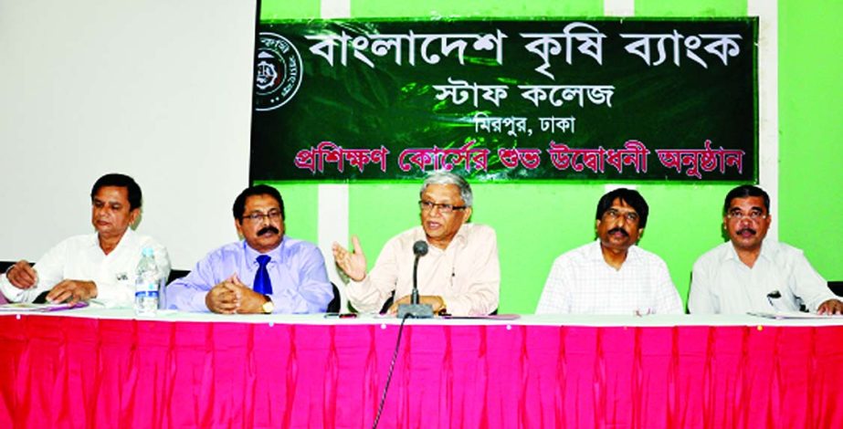 MA Yousoof, Managing Director of Krishi Bank Ltd, addressing an orientation course for supervisors and cashier at bank's staff college auditorium in the city on Sunday. The General Manager of Dhaka Division Dr Md Liakat Hossain Moral was present as speci