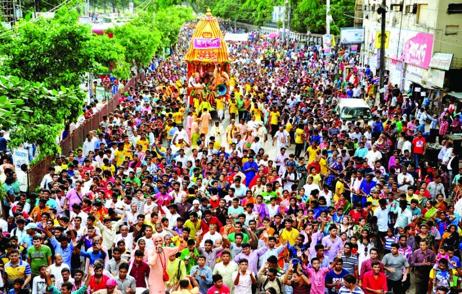 People of Hindu community joined the Rathajatra rally brought out in city on Sunday.