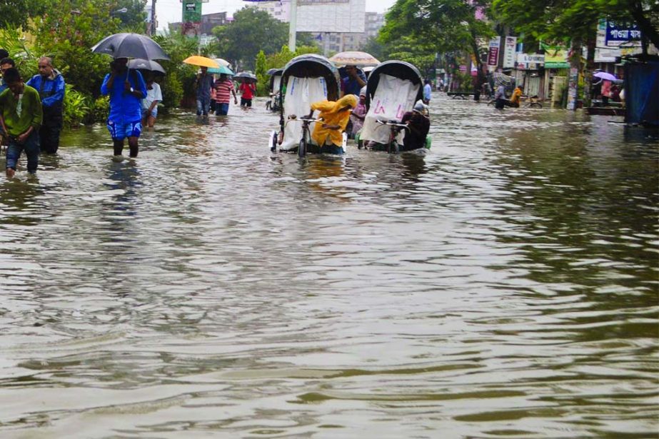Vast areas of the Chittagong city were submerged in knee- to waist-deep water due to heavy rainfall for last several days causing immense sufferings to the residents.