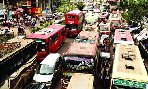 Thousands of vehicles remained stuck for about 2/3 hours in the capital around the southern part of the capital due to Rathajatra festival of the Hindu community on Sunday afternoon.