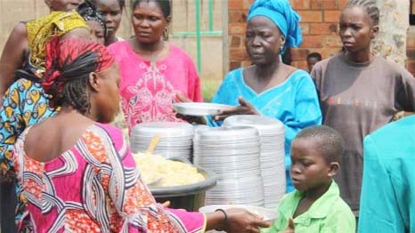 Food distributing among the refugees of Central African Republic at a camp in neighbouring Cameroon.