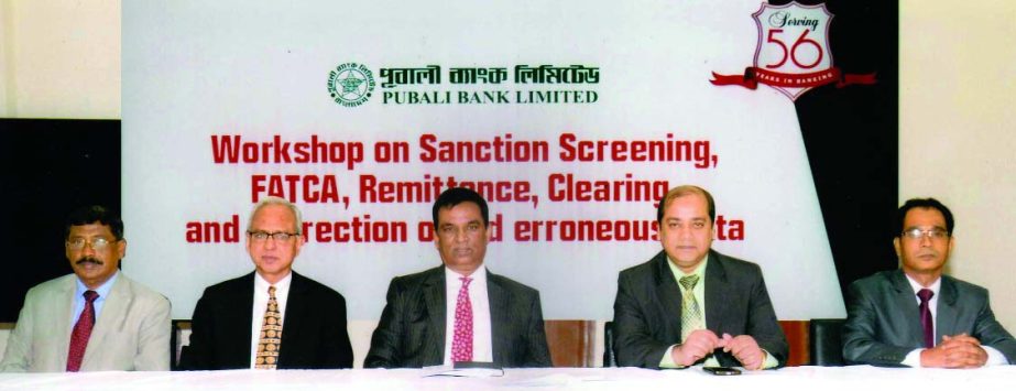 Md Abdul Halim Chowdhury, Managing Director of Pubali Bank Ltd, inaugurating a two-day long workshop on "Sanction Screening, FATCA, Remittance, Clearing and Correction of old erroneous data" of the bank at its head office auditorium recently. Safiul Ala