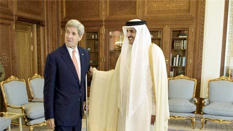 Kerry met the Emir of Qatar on Monday morning ahead of a separate meeting with the GCC foreign ministers.