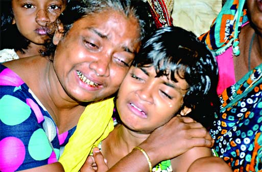 Wailing mother and sister of victim Rakib. Focus Bangla