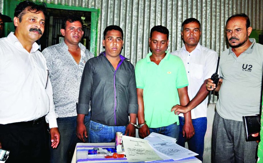 Shahbagh police led by Dhaka University Proctor MA Amzad Ali conducted a raid at city's Bakushah Market and arrested two persons with some fake certificate-making materials on Wednesday.