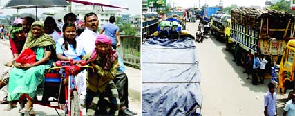 The strike enforced by transport owners and workers demanding withdrawal of toll on the first Bangladesh-China Friendship Bridge over Buriganga continued for the fifth consecutive day on Wednesday forcing hundreds of vehicles including passenger buses, g