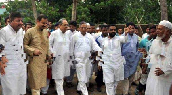 Water Resources Minister Barrister Anisul Islam Mahmud and Ziauddin Ahmed Bablu MP and CCC Mayor AJM Nasir Uddin visiting Karnaphuli river site on Friday.