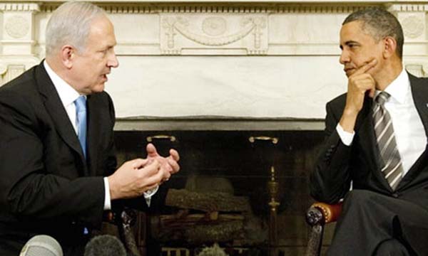Israeli Prime Minister Benjamin Netanyahu holding talks with US President Barack Obama at White House.