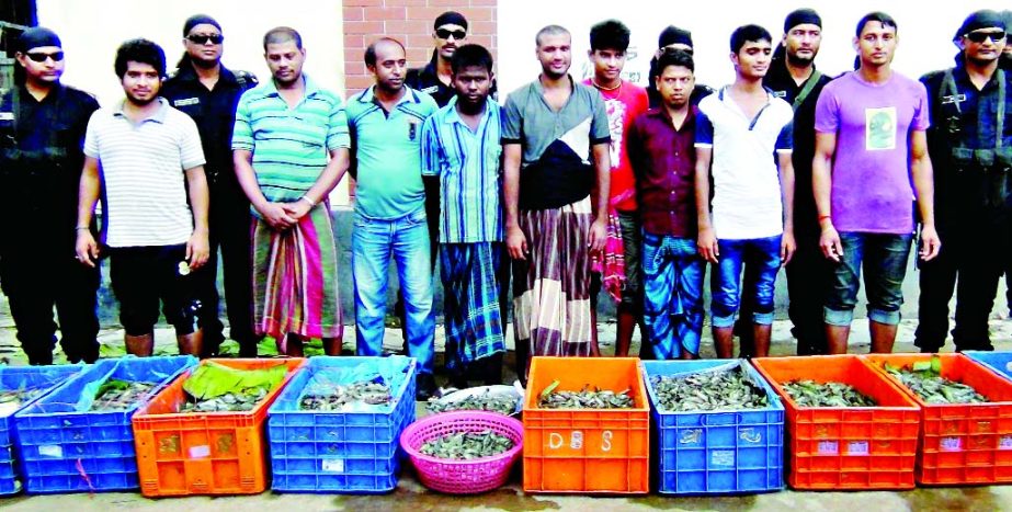 RAB-2 team led by a magistrate raided fish markets at Jatrabari area on Sunday and seized about 500 kg shrimp fish and arrested nine traders. Later they were given different jail terms.