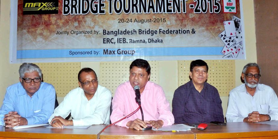 Chairman of Max Group Golam Mohammad Alamgir speaking at a press conference at the Dutch-Bangla Bank Auditorium of Bangladesh Olympic Association Bhaban on Tuesday.