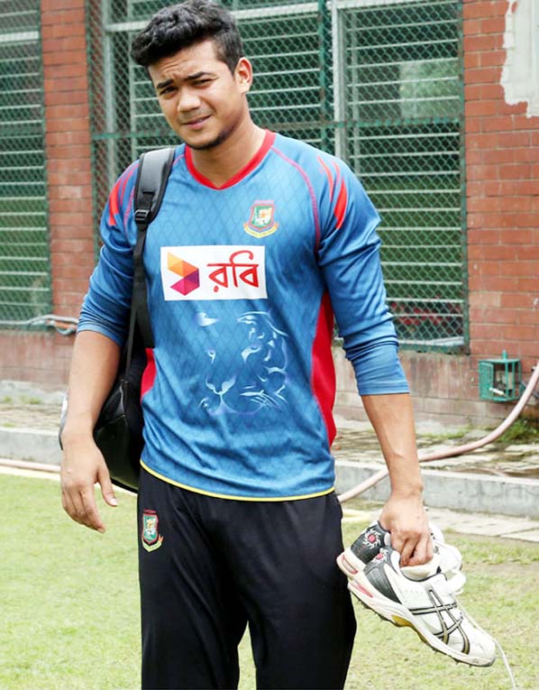 Pacer Taskin Ahmed taking part at the practice session at the Sher-e-Bangla National Cricket Stadium in Mirpur on Wednesday.
