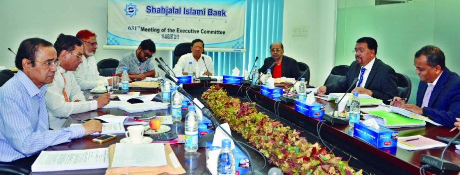 Akkas Uddin Mollah, Chairman of the Executive Committee of Shahjalal Islami Bank Limited, presiding over the 631st EC meeting at its head office recently.