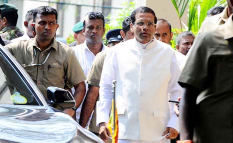 Sri Lankan President Maithripala Sirisena seen in the office premises.