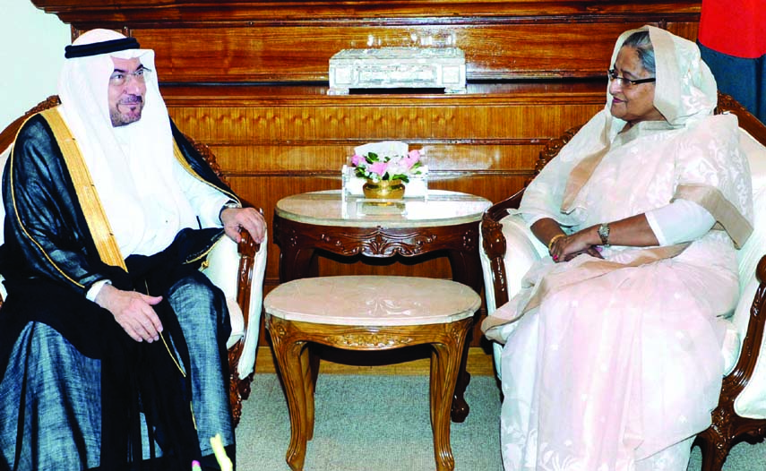 Visiting Secretary General of OIC Iyad Ameen Madani called on Prime Minister Sheikh Hasina at her office on Sunday. BSS photo