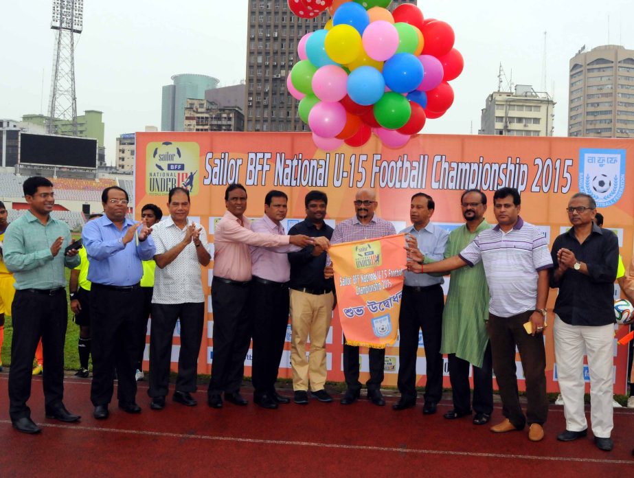 Deputy Minister for Youth and Sports Arif Khan Joy, MP inaugurating the Sailor BFF Under-15 Football Championship by releasing the balloons as the chief guest at the Bangabandhu National Stadium on Sunday.