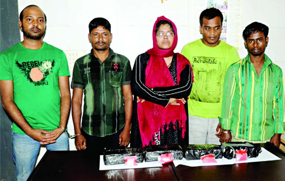 Detective Branch of Police nabbed five persons including drug queen Maya Aktar by conducting raid at Basundhara Residential area under the city's Bhatara thana on Friday. The law enforcers also recovered a private car, a huge quantity of yaba tablets fro