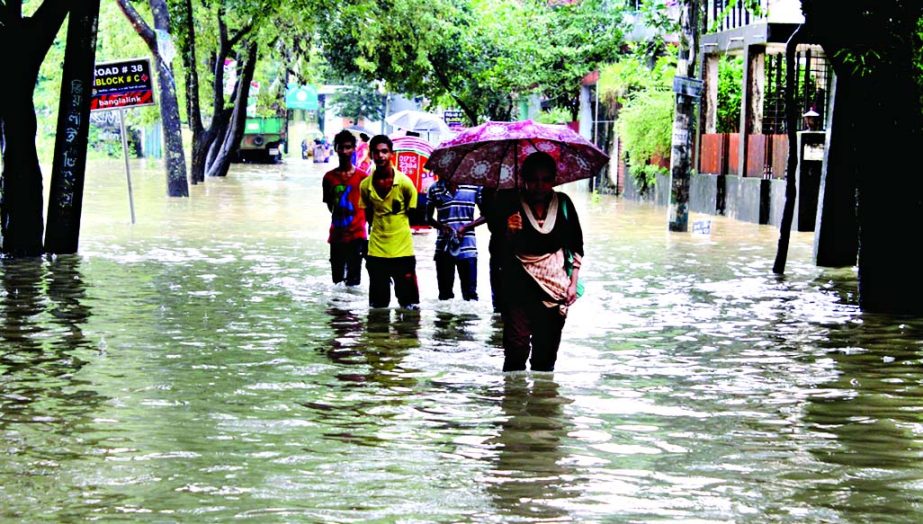 SYLHET: People in Sylhet city suffering greatly for waterlogging due to heavy downpour for few days.