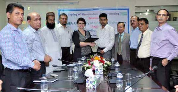 Reaz-Bin-Mahmood, Vice Chairman (Finance) and Board of Trustees of BGMEA University of Fashion & Technology and Goethe-Institut Director Judith Mirschberger signed a MoU on last Sunday at BUFT Campus in the capital.