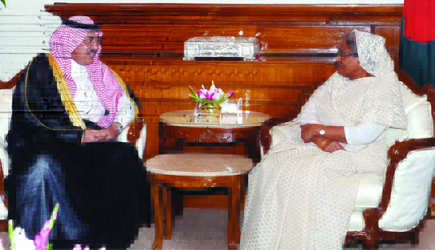 Newly appointed Saudi Envoy to Bangladesh Abdullah HM Al-Mutairi called on Prime Minister Sheikh Hasina at the latter's office on Thursday. BSS photo