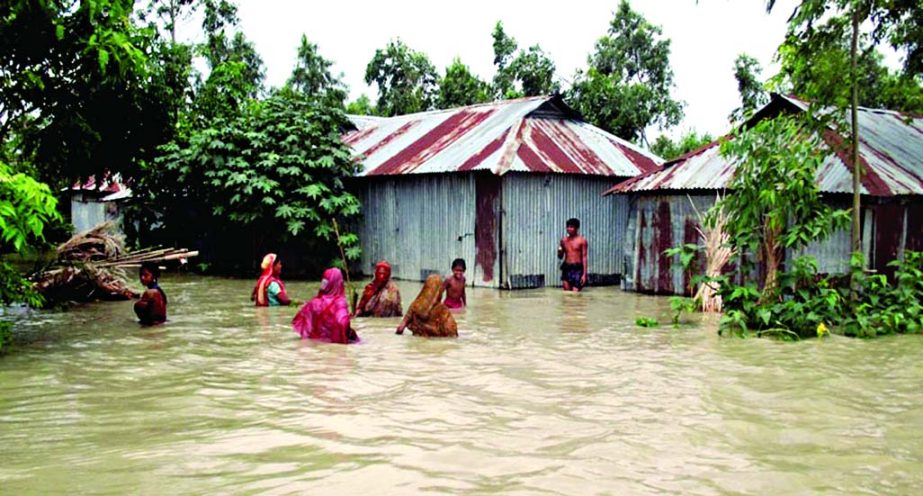 Several villages and cropland being submerged at Meghna River Hilsha point due to serious erosion of the river in Bhola. Scores of peoples marooned. This photo was taken on Saturday.