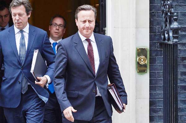 British Prime Minister, David Cameron leaves 10 Downing Street in London, Britain on Monday.