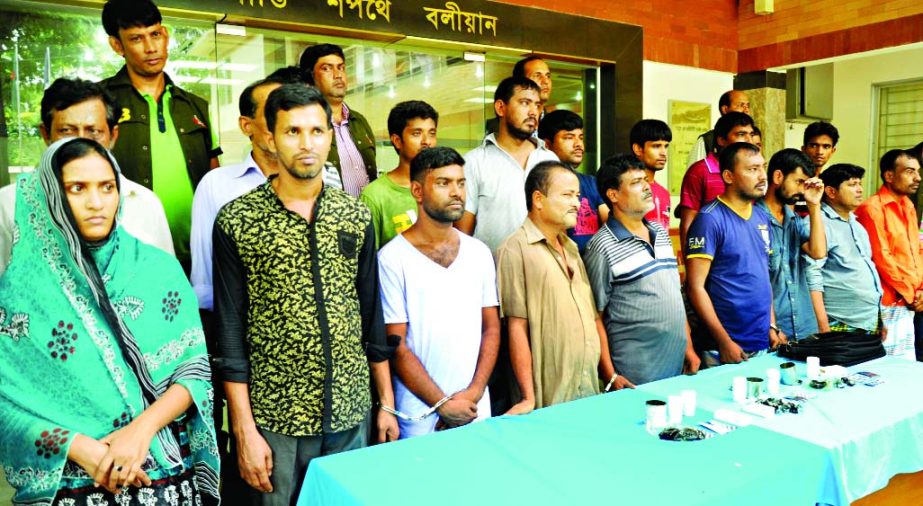 DB Police on Tuesday arrested 19 Agyan party members including three ringleaders and a woman from different parts of the city on Monday night with sedatives and herbal medicine from their possession.