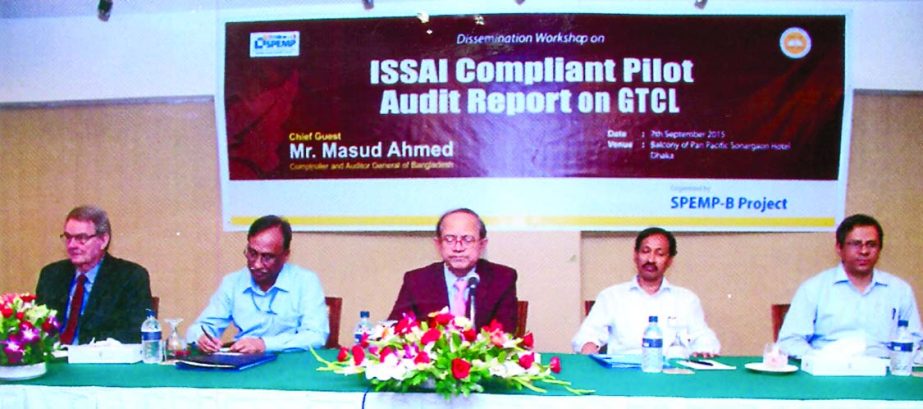 Copmtroller and Auditor General Masud Ahmed, among others, at the workshop on presenting audit report on Gas Transmission Company Limited at Sonargaon Hotel in the city on Monday.
