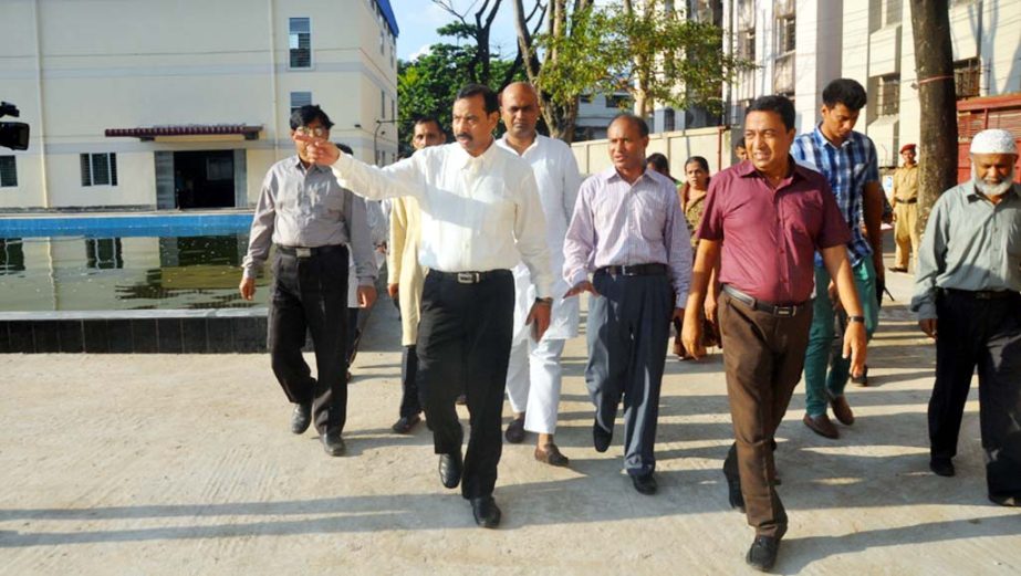 CCC Mayor AJM Nasir Uddin visiting newly-built swimming pool and gymnasium in the city yesterday.