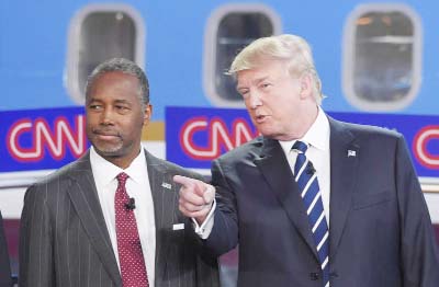 Ben Carson and Trump during the debate on Wednesday.