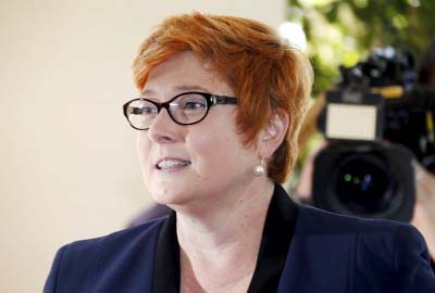 Australia's new Defence Minister Marise Payne arrives for a swearing-in ceremony at Government House in Canberra, Australia.