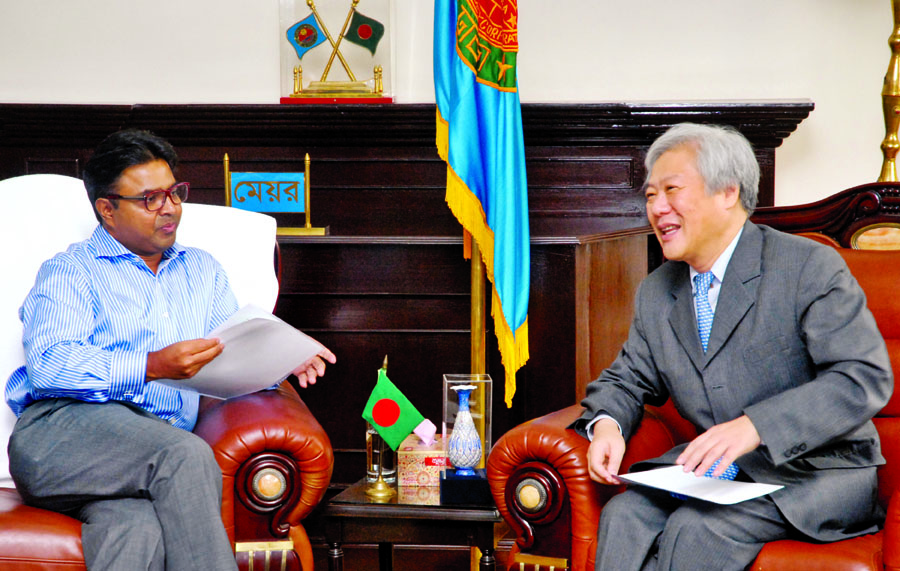 Japanese Envoy to Bangladesh Masto Watanabe paid a courtesy call on Mayor of Dhaka South City Corporation Mohammad Sayeed Khokon at the latter's office of the Nagar Bhaban on Monday.