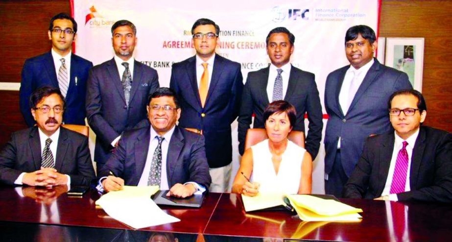 Sohail R K Hussain, Managing Director of City Bank Ltd and Ms Inessa Tolokonnikova, Manager, Financial Institution Group, South Asia of IFC sign an agreement of 10 Million-term loan for 5 years to develop the Ready Made Garments (RMG) sector at its head o