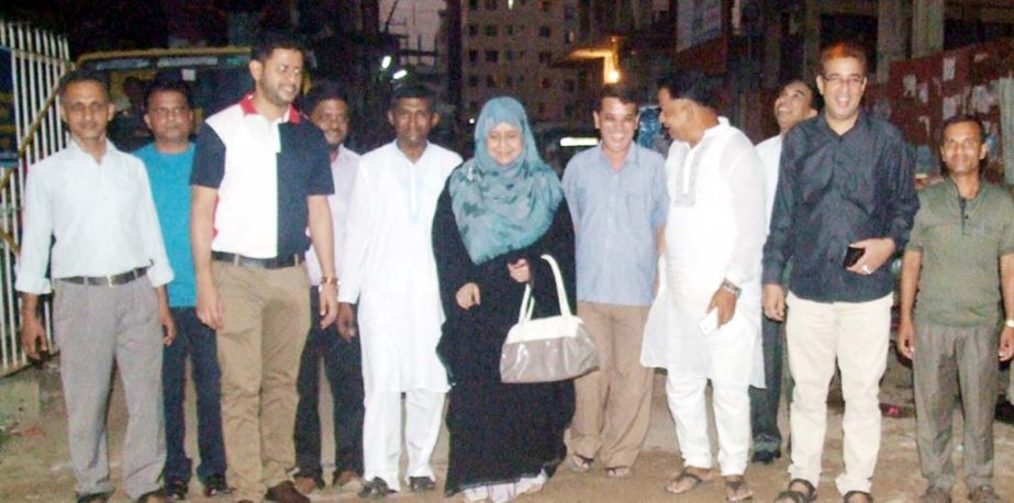 CCC Acting Mayor Jobaira Nargis Khan visiting road development work at Chandgaon residential area in the city yesterday.