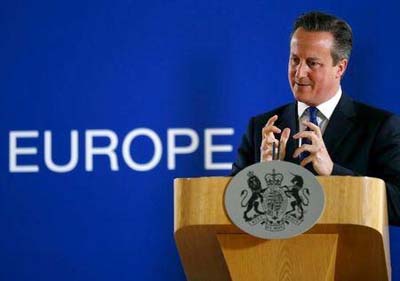 British Prime Minister David Cameron speaks during a news conference after the European Union leaders summit in Brussels, Belgium.