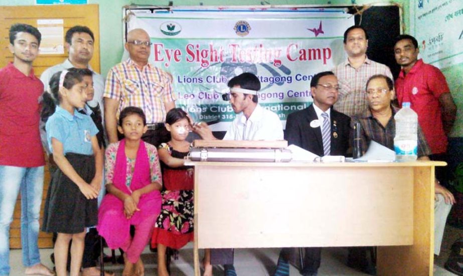 Officials of Central Lions Club seen at a free eye camp at Upolobdhi Foundation in the Port City recently.