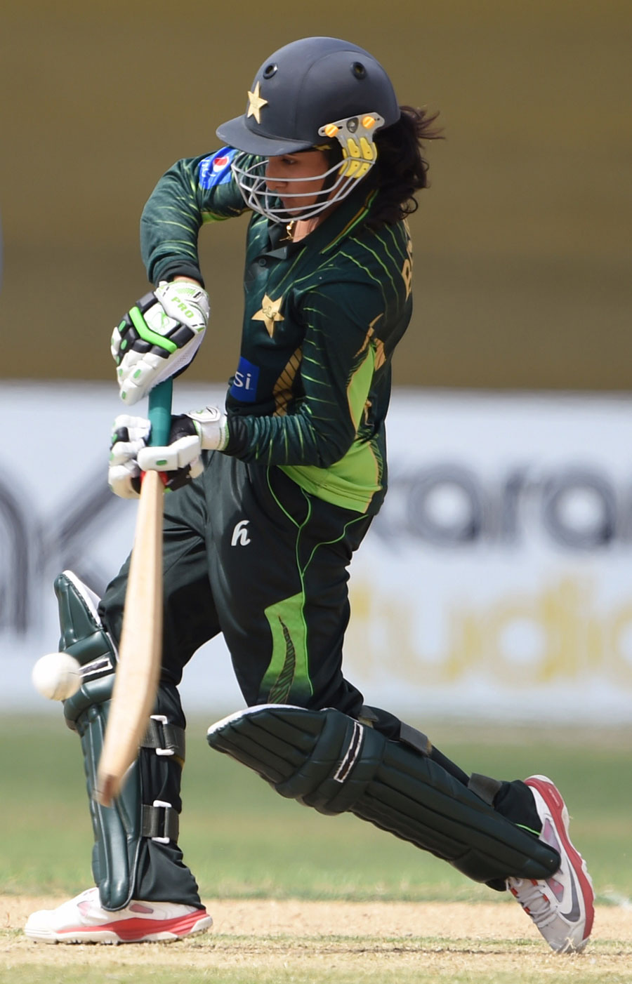 Bismah Maroof goes on the attack during her 92 in 1st Women's ODI match between Pakistan and Bangladesh in Karachi on Sunday.