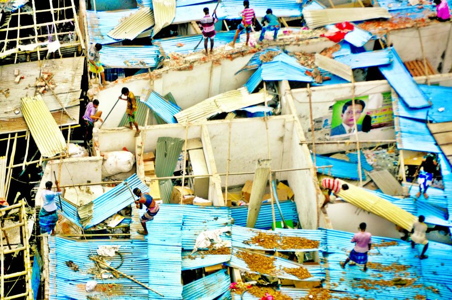 Dhaka South City Corporation evicted the illegal structures on its land in Motijheel area on Sunday.