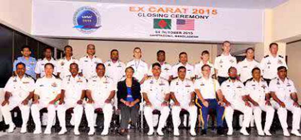US Naval officials along with US Ambassador in Bangladesh Ms Marcia Bernicat in the concluding ceremony of CARAT-2015 held on Sunday.