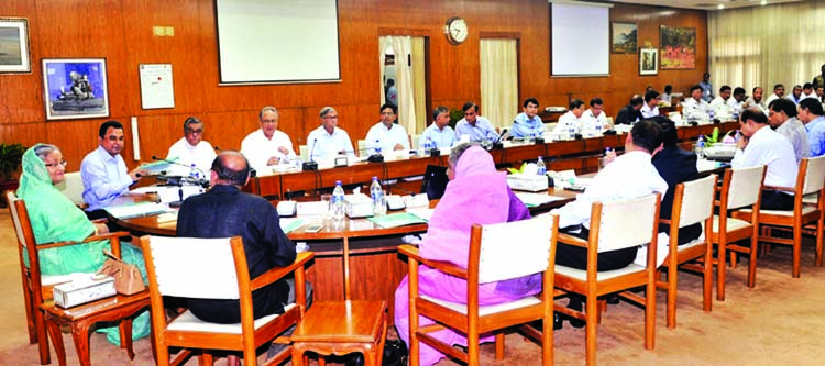 Prime Minister Sheikh Hasina presiding over the ECNEC meeting at the NEC Conference Room in the city's Sher-e-Bangla Nagar on Tuesday. FNS photo