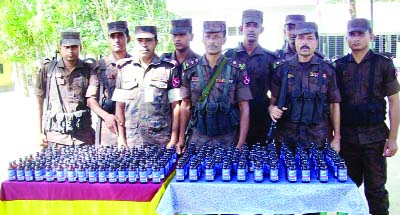 SAPAHAR(Naogaon): Bangladesh Border Guard (BGB) recovered 300 bottles of phensidyl from Hatsholie area on Monday.
