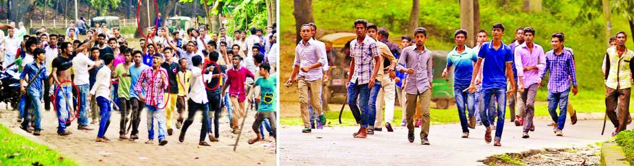 Activists of Jubo League and Chhatra League-two front organizations of the ruling party locked in clashes on Monday at CRB area of Chittagong city to establish supremacy in the locality.