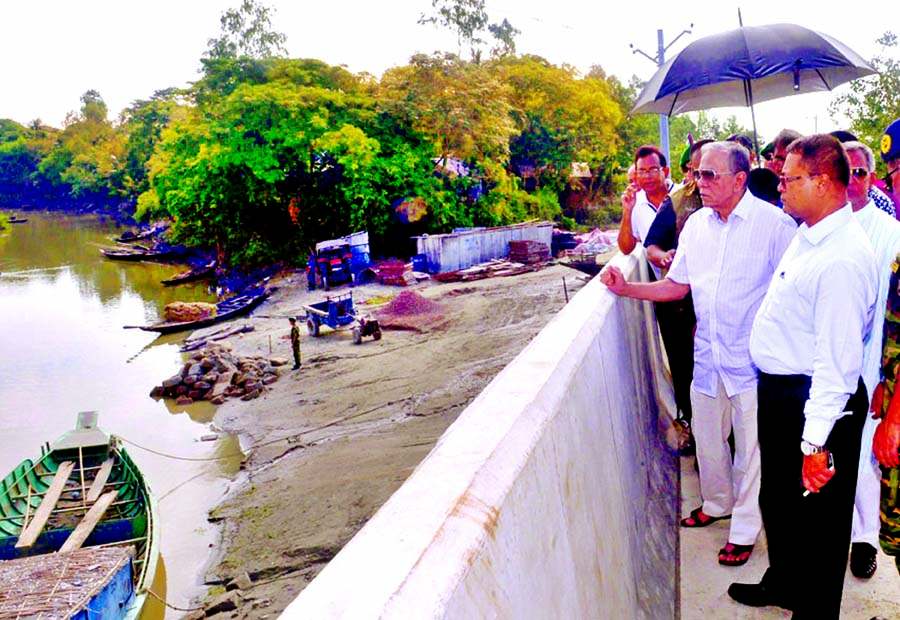 President Abdul Hamid visited under construction 'Masjidjam Setu' at Ashtagram in Kishoreganj on Tuesday. PID photo